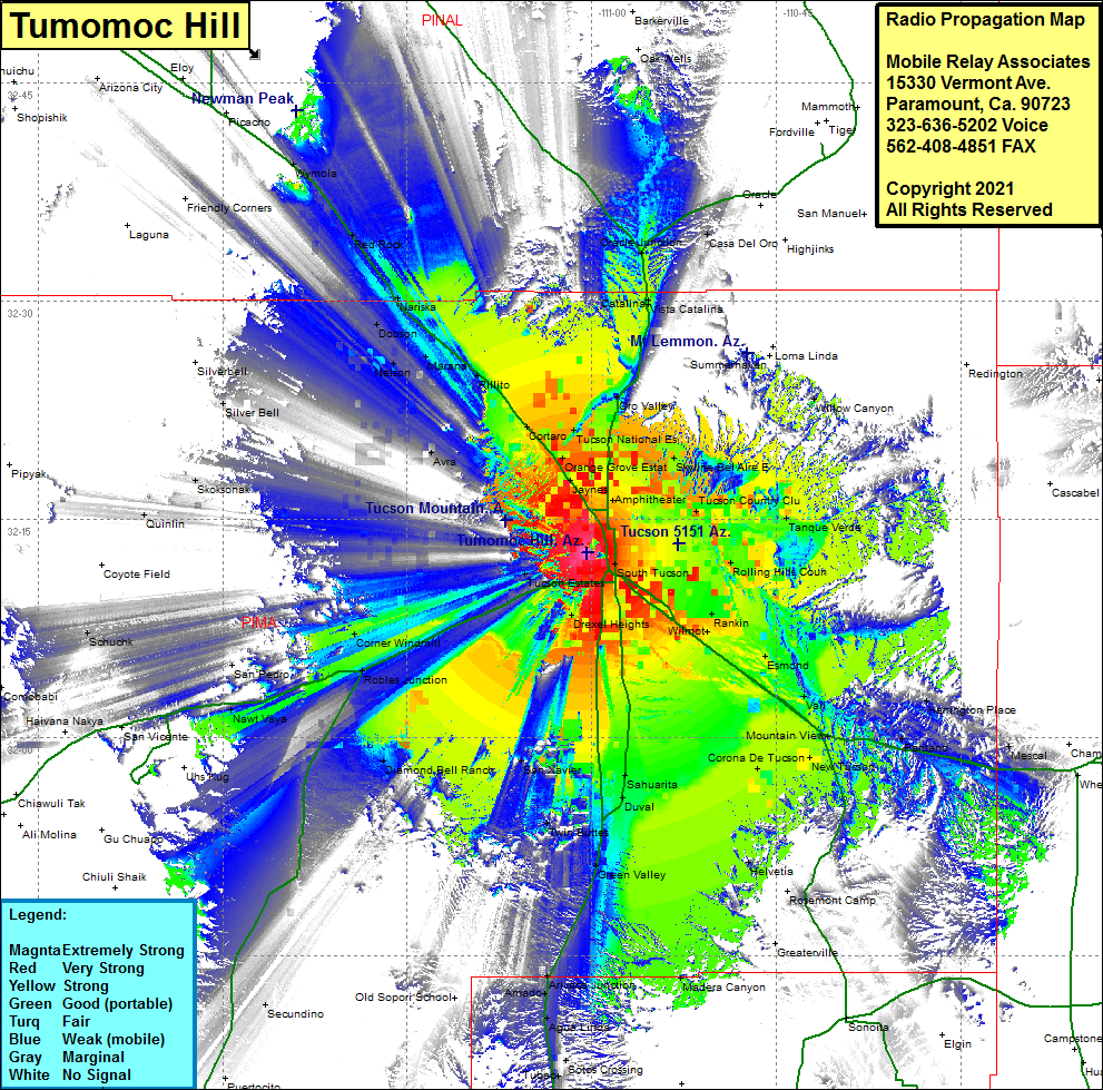 heat map radio coverage Tumomoc Hill